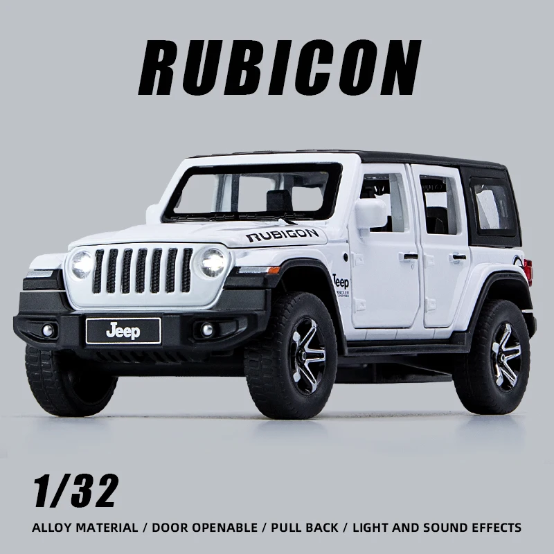 1:32 Jeeps Wrangler Rubicon Alloy Car Model Diecast Metal Off-road Vehicle High Simulation Sound Light Kid Elite Gift Motorcycle