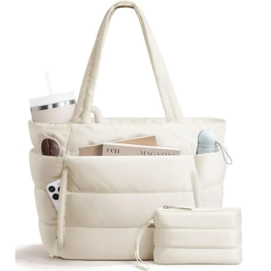 

Легкая стеганая сумка-тоут для женщин, пышная сумка для работы, сумка через плечо для учителей и медсестер, для школы, путешествий, спортзала, сумка-облако