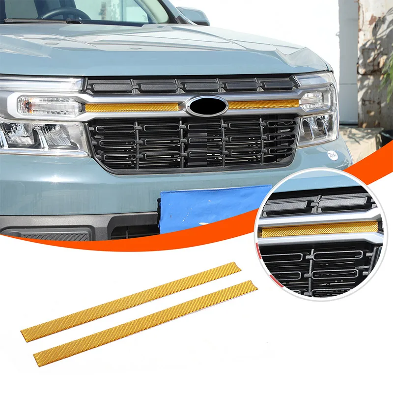 For Ford Maverick 2022-2025 soft carbon fiber car front face badge side trim strip Exterior Accessorie