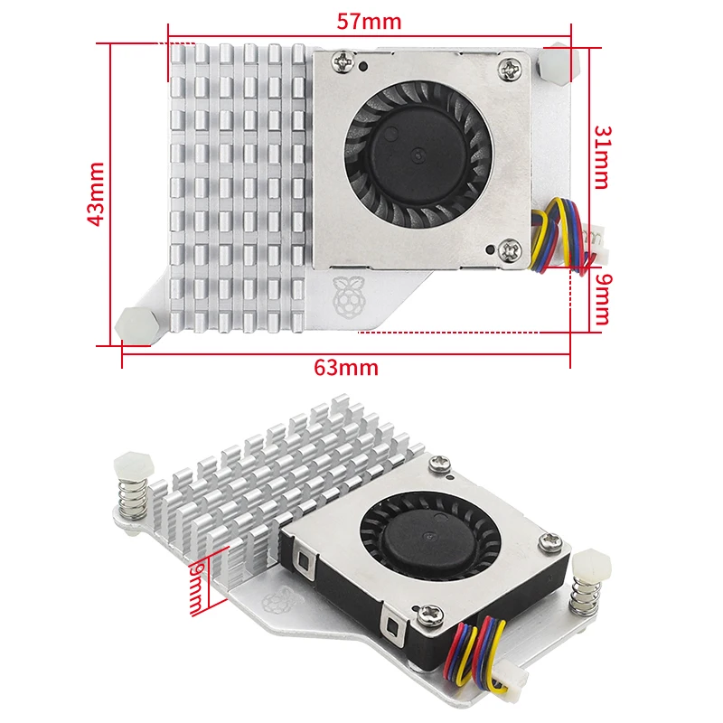 Raspberry Pi Active Cooler Metal Heatsink Office Fan with Adjustable Speed Cooling Fan for Raspberry Pi 5