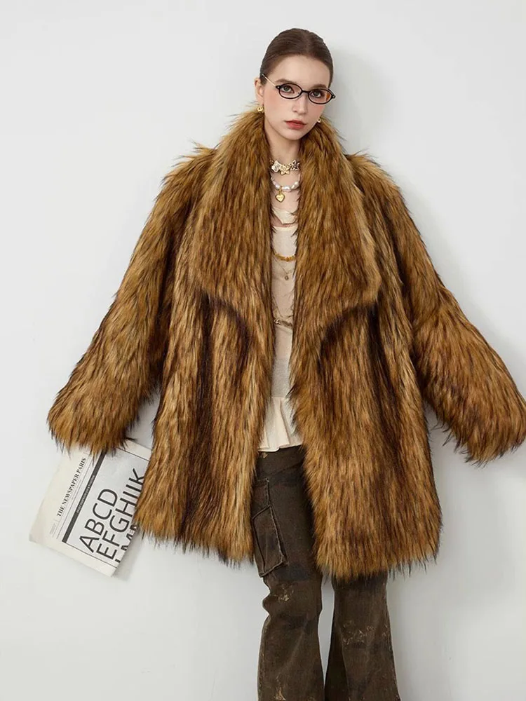 ZADORIN ใหม่ในเสื้อโค้ทและแจ็คเก็ตหรูหราฤดูหนาวเสื้อผ้าผู้หญิงยาวสีน้ําตาล Faux FUR Coat หลวมเสื้อขนสัตว์ผู้หญิงเสื้อขนสัตว์