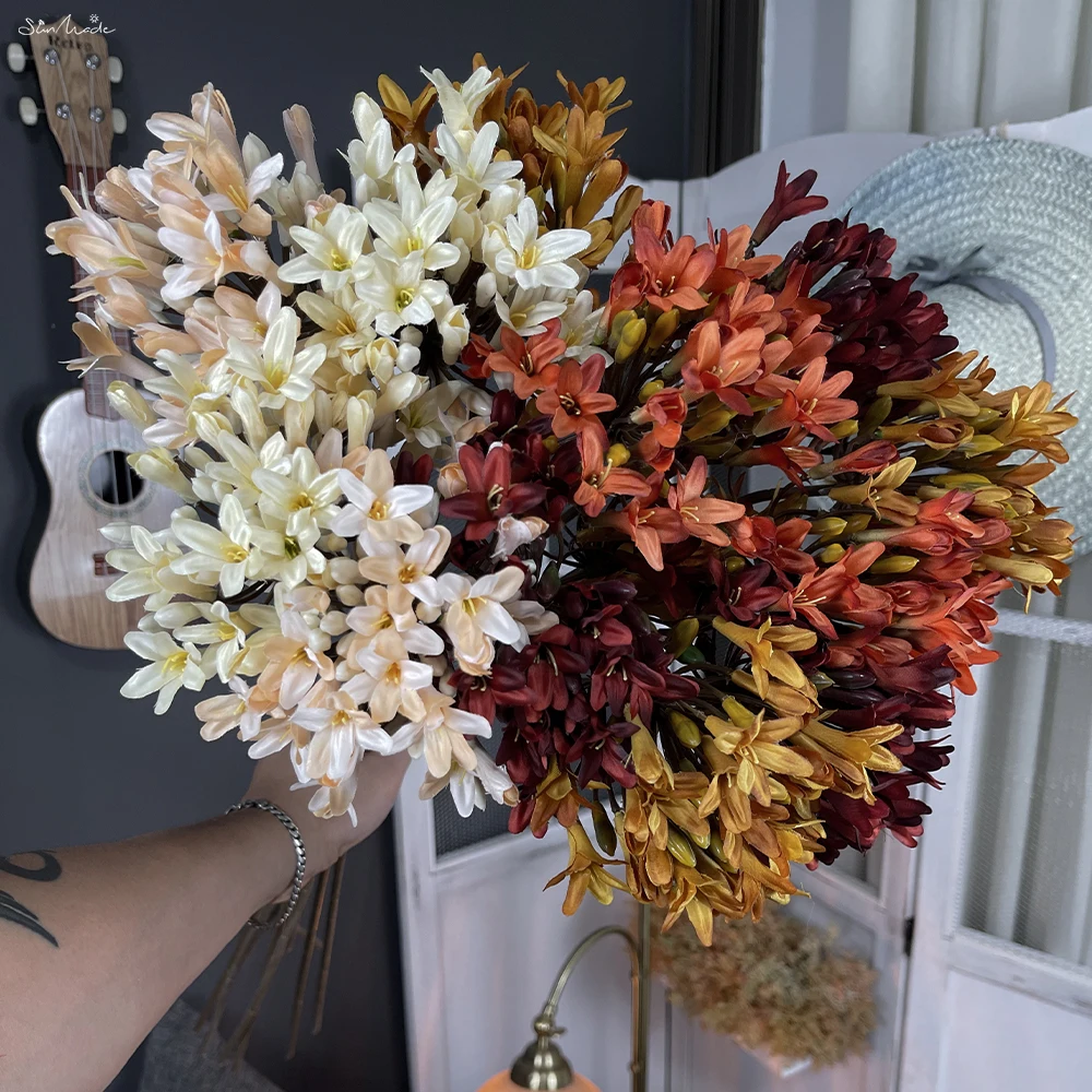 SunMade Vintage Agapanthus Fake Flowers Autumn Decore Flowers Home Decoration Flores Artificiales Fall Wedding Accessaries DIY