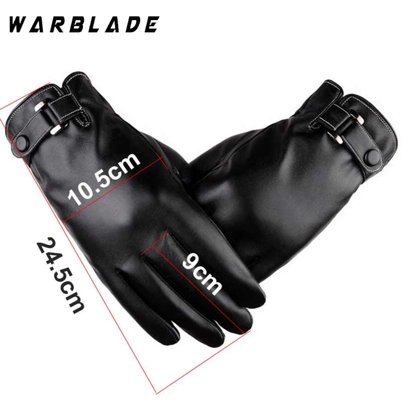 Fashion Men\'s Winter Outdoor Warm Waterproof Gloves Men Faux Leather Driving Gloves Thin Leather Gloves For Touch Screen Guantes