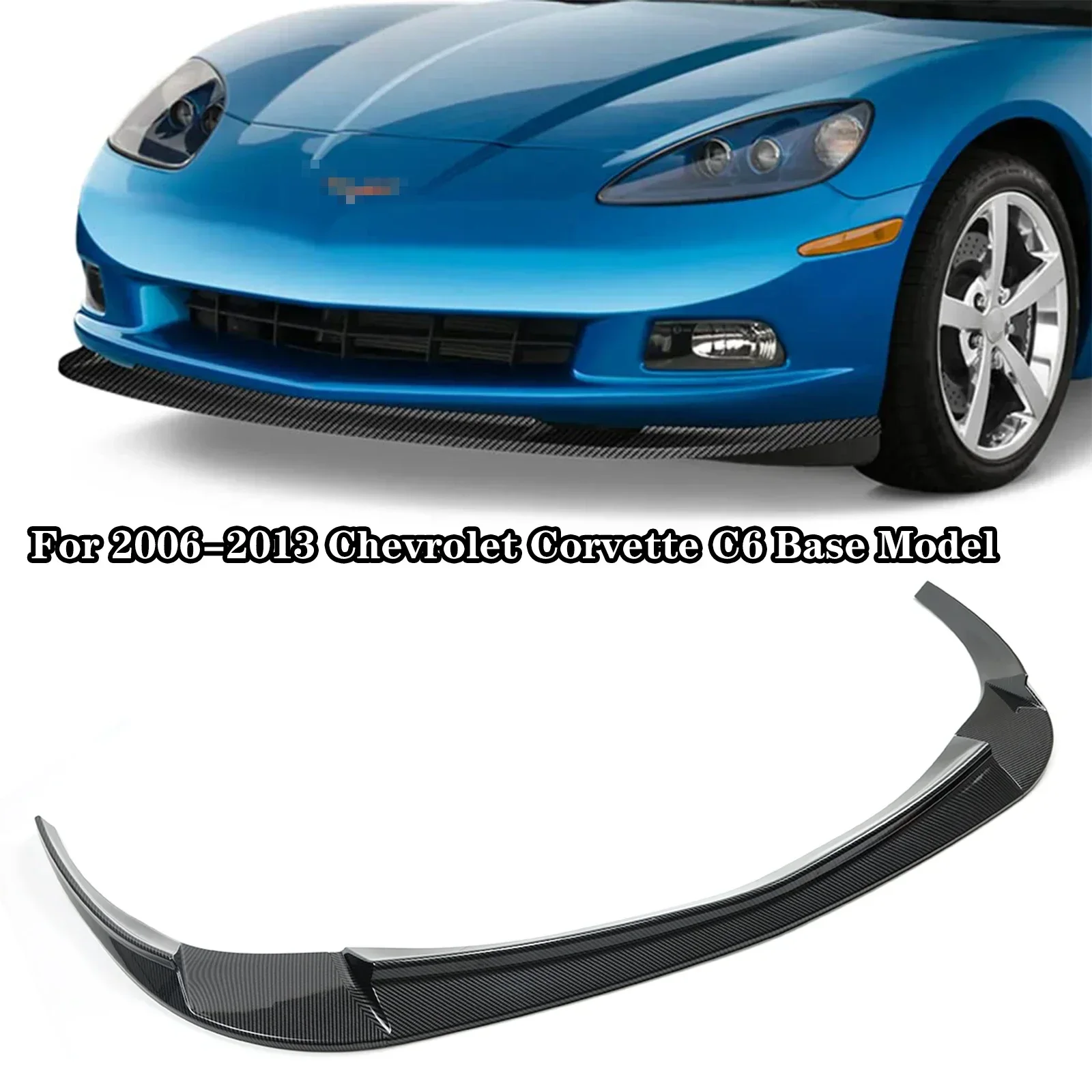 Z06 Zr1 Style Front Bumper Lip For 2006-2013 Chevrolet Corvette C6 Base Model Splitter Diffuser Spoiler Carbon Fiber Look