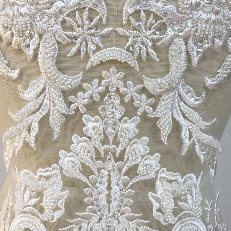 Beading Embroidery Lace Patch, Can Be Used for Wedding Dress Decoration, DIY Clothing Accessories, 31x64cm, RS1762, New Fashion