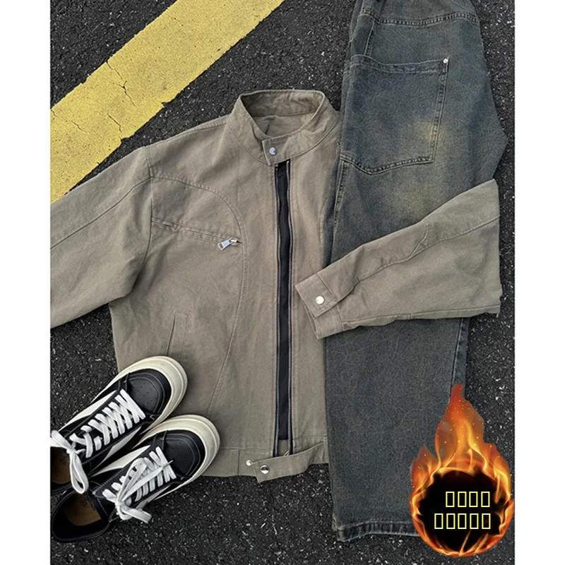 

Harringon Jaet Cotton Workwear Men's Winter Thiened American Retro Detroit Sle Outerwear Youth Trendy Long Sve Coat