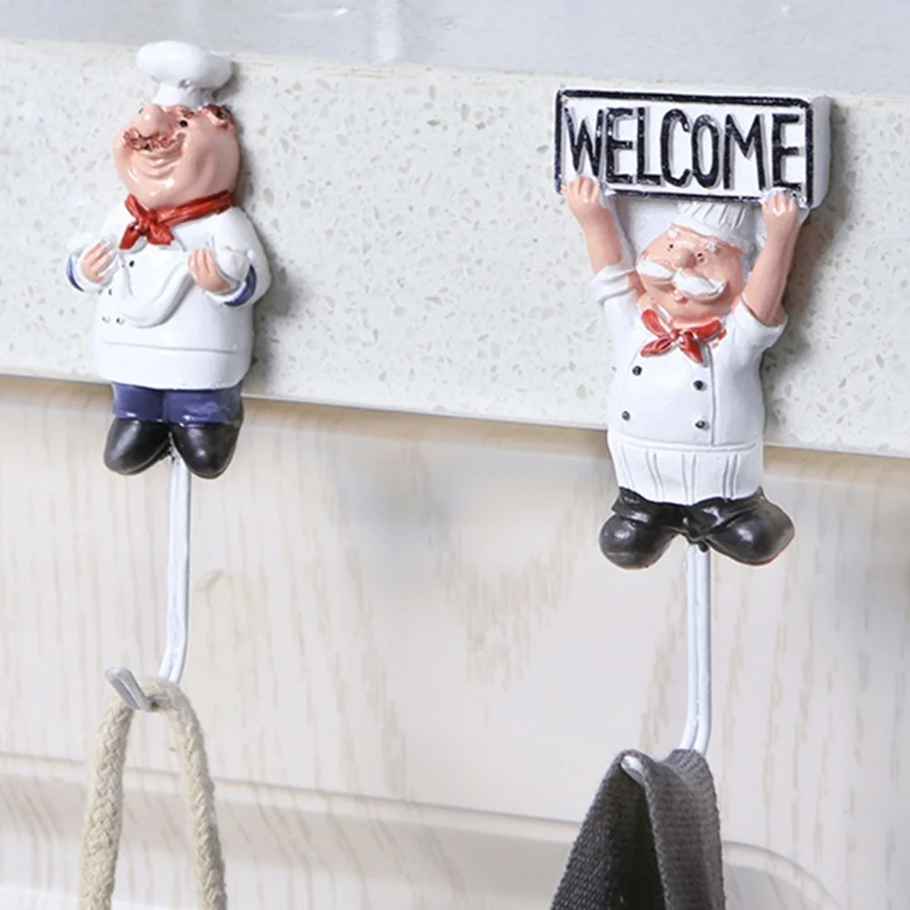 Kitchen Creative Chef Cartoon Storage Rack Hooks Wall Hanger Kitchen Hooks for Utensils