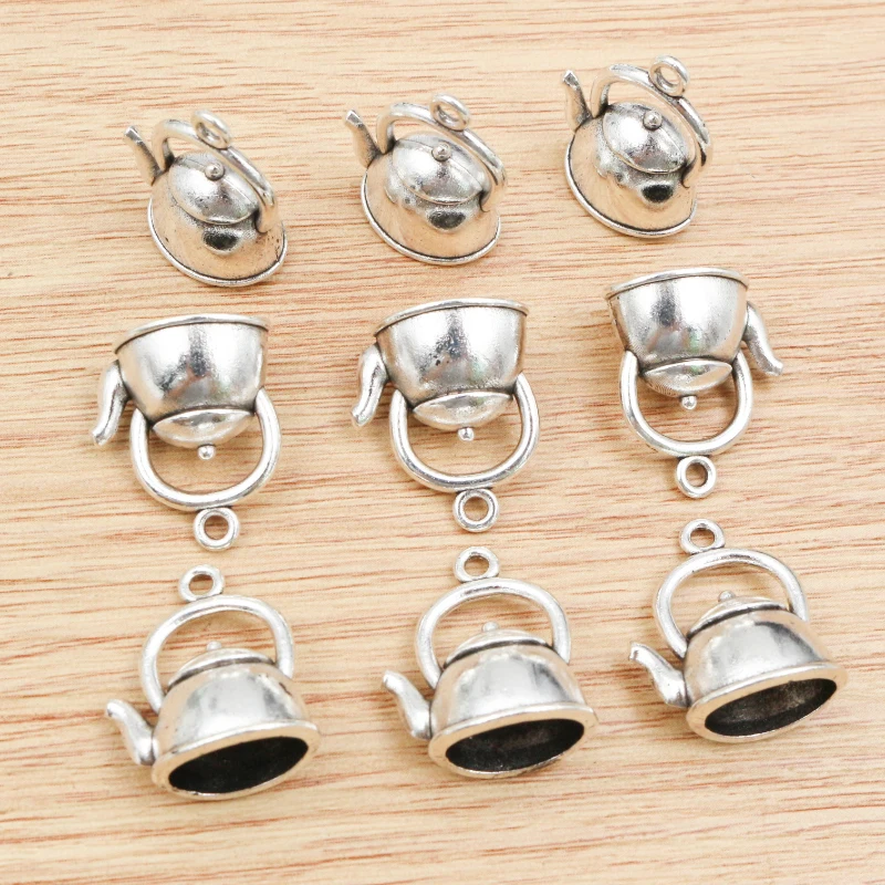 10pcs 19x17x10mm Antique Silver Plated Teapot Handmade Charms Pendant:DIY for bracelet necklace