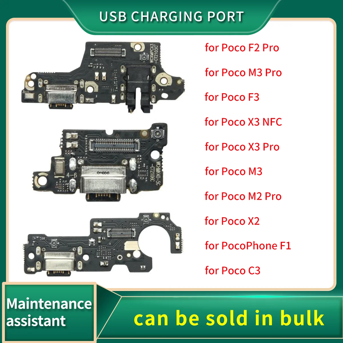 

USB Charging Port Connector Board Parts Flex Cable With Microphone Mic For Xiaomi PocoPhone C3 F1 F2 F3 X2 X3 NFC M2 M3 Pro Part