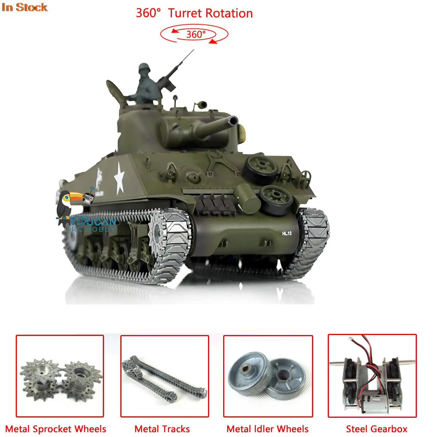 HENG LONG 1/16 skala 7.0 ulepszony M4A3 Sherman RTR zbiornik RC zabawki 3898 W/ 360 ° wieżyczka silnik dźwięk koła BB strzelać TH17675-SMT4