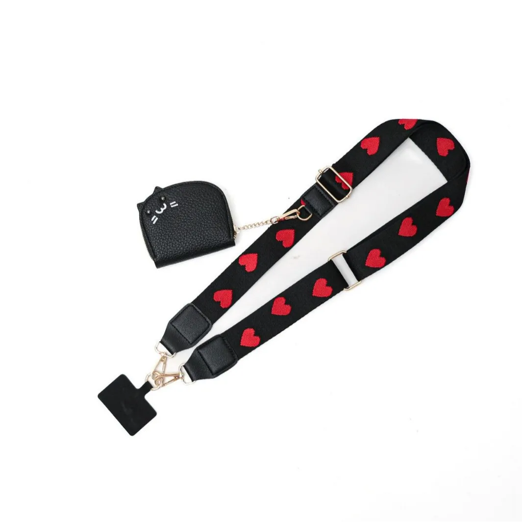 

Новая женская сумка с широким плечевым ремнем для мобильного телефона, через плечо на спине с сумкой для карточек, съемный шейный плечевой ремень, аксессуары