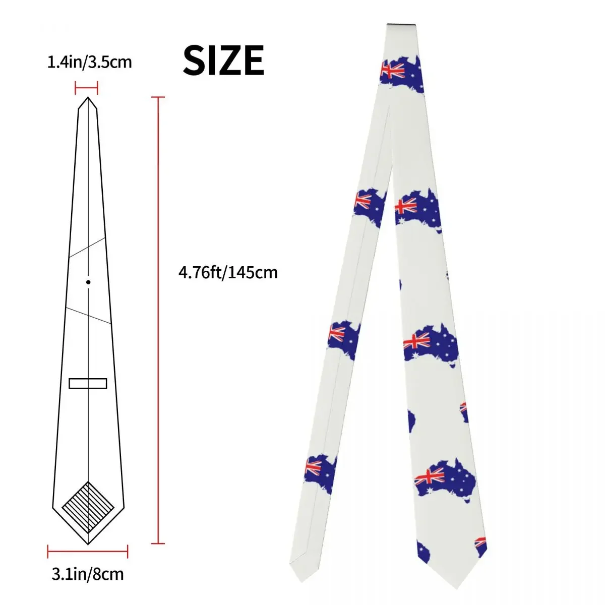 Fashion Australia Flag Map Neck Ties for Business Custom Men Australian Patriotic Necktie