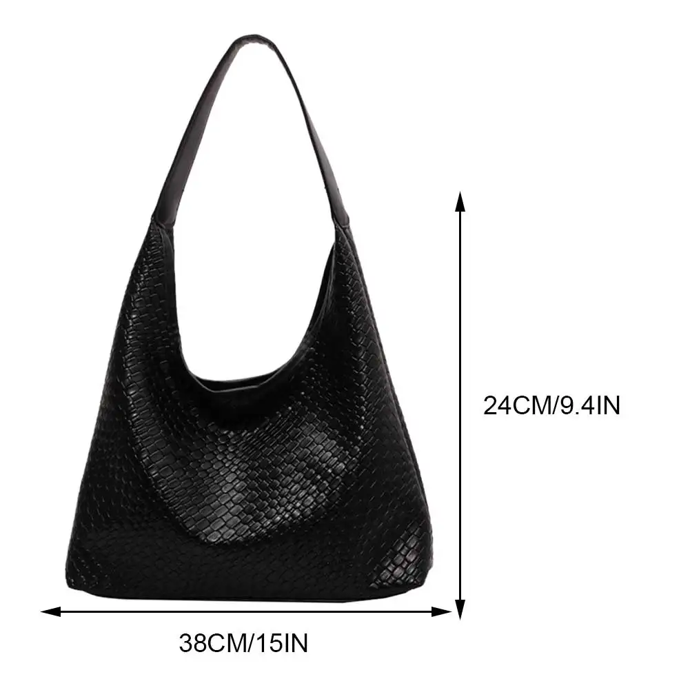 Women Soft Shoulder Bag Fashion Woven Hobo Bag Large Capacity Leather Tote Handbag Braided Satchel Bag Commuting Bag