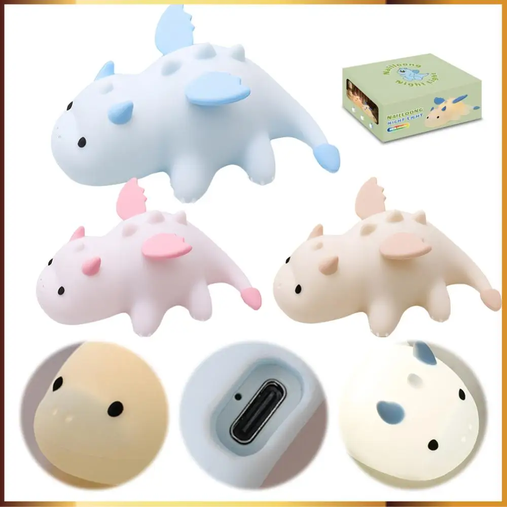 

Little Dragon Silicone Night Light Rechargeable Cute Atmosphere Lamp Magnetic Cartoon Touch Lamp for Desk Bedroom Living Room