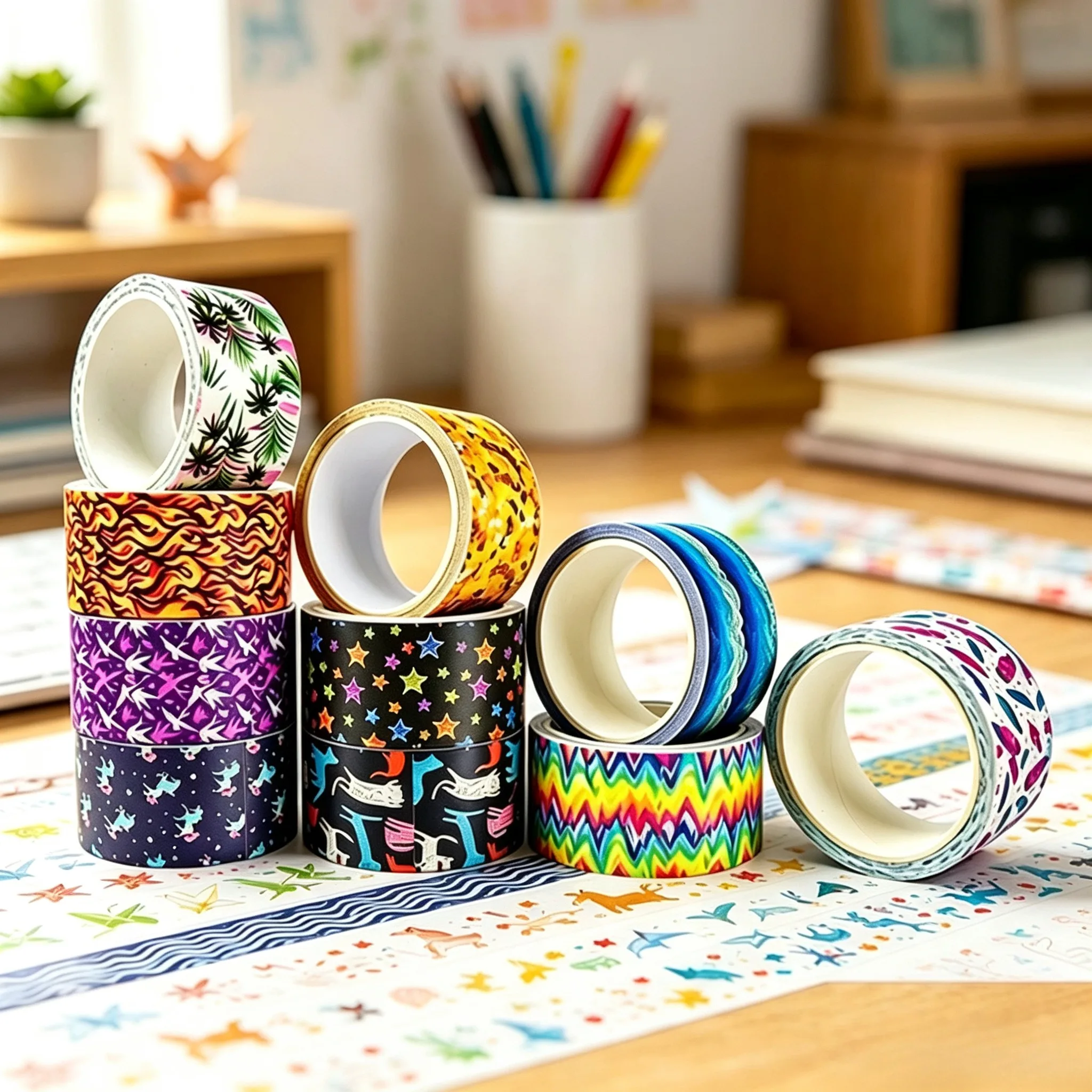 2026 New 10M Tropical Palm Leaves Masking Tape Set – 1PC Tape Roll for Wall Decoration, Bullet Journal, DIY Craft