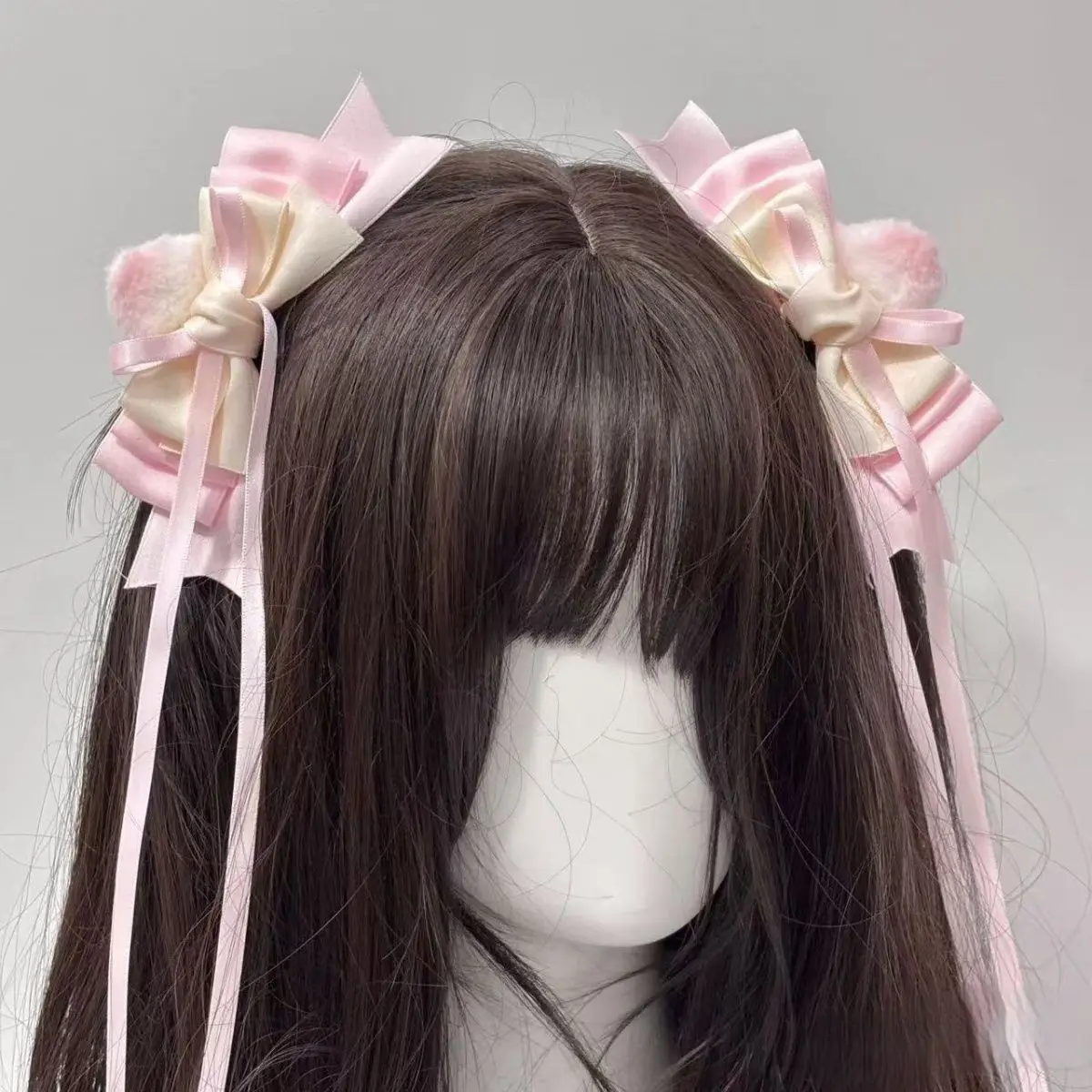 2 قطعة القوس الوردي Kawaii إكسسوارات الشعر القوس عقدة القط الأذن على شكل الشريط الجانب كليب أنيمي لوليتا تأثيري غطاء الرأس الفتيات دبوس الشعر #1
