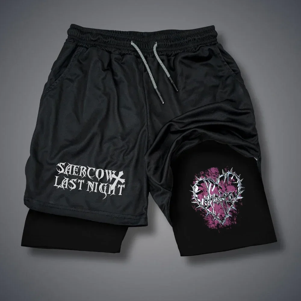 

American Double-layer Basketball Shorts, Men's and Women's Sports Pants, Fake Two Pieces, Double-layer Running Sports 13