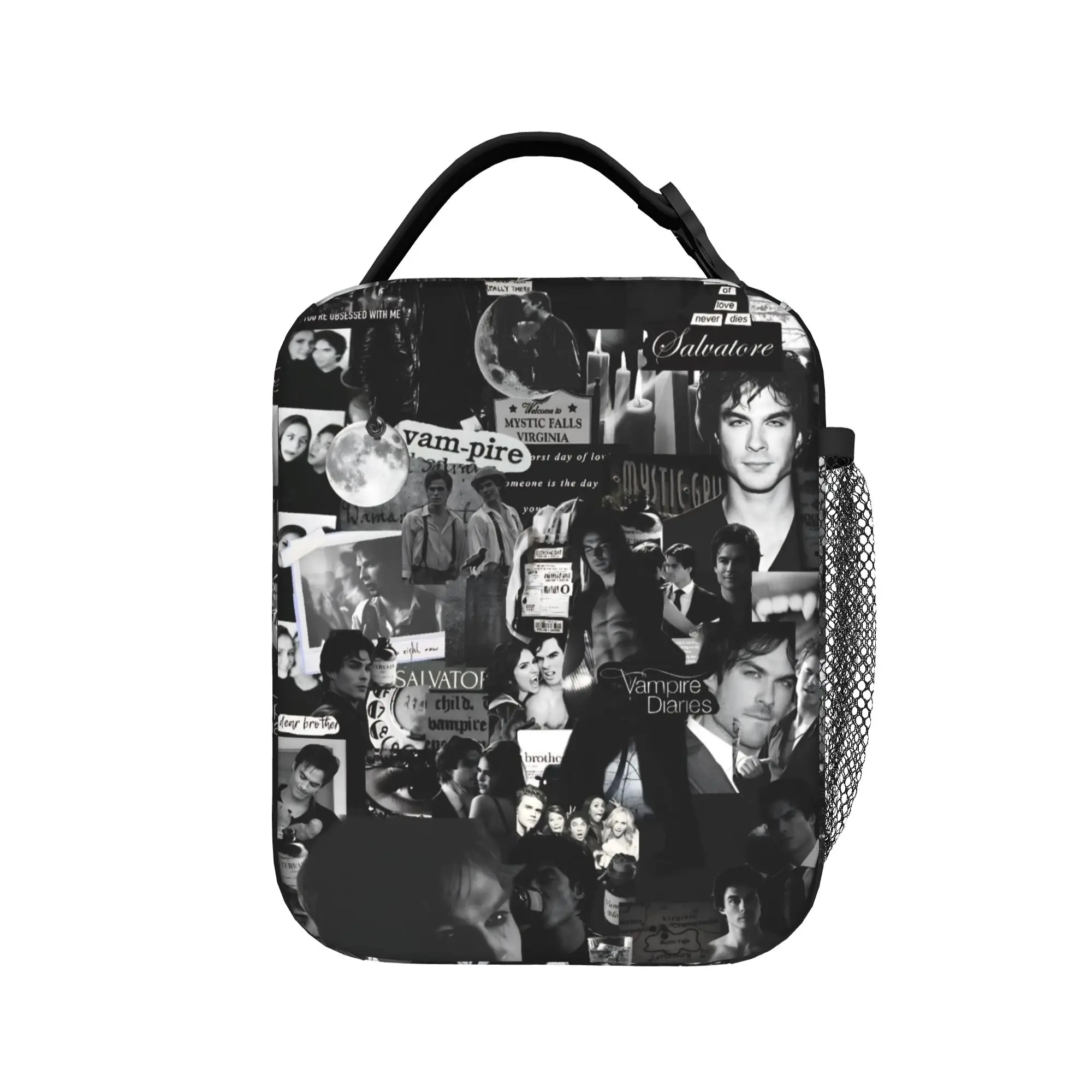 The Vampire Diaries Resuable Movie Lunch Bag Damon Salvatore Office Lunch Box For Child Tote Food Bags Oxford Zipper Cooler Bag