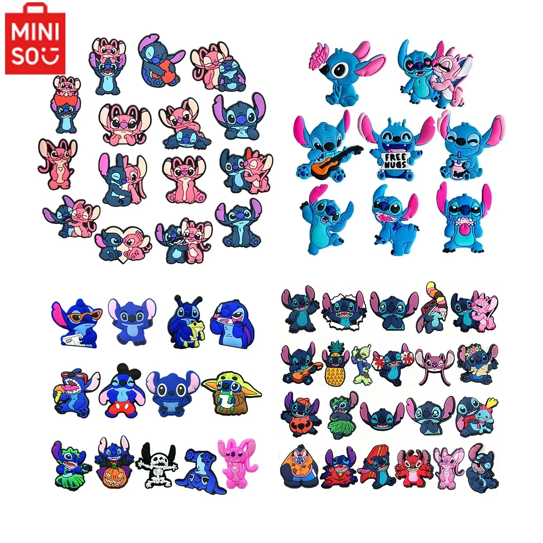 MINISO 8-22Pcs Disney Stitch Shoe Charms Cartoon DIY Shoes Accessories For Clogs Sandals Decorations Kids X-mas Gifts