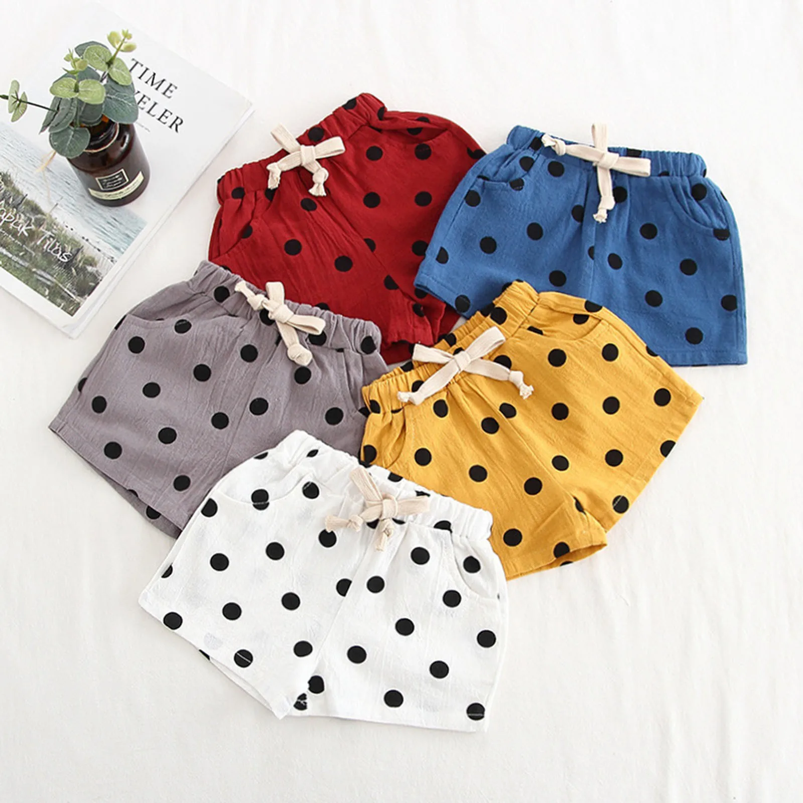 

1-6 Years Kawaii Newborn Baby Boys Bloomer Shorts PP Pants Cotton Linen Polka Dots Girls Short Summer Trouser Toddler Clothes