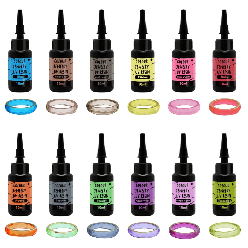 

12 цветных смол для литья, прозрачная цветная смола, жесткая ультрафиолетовая прозрачная смола для рукоделия, изготовления ювелирных изделий и декора