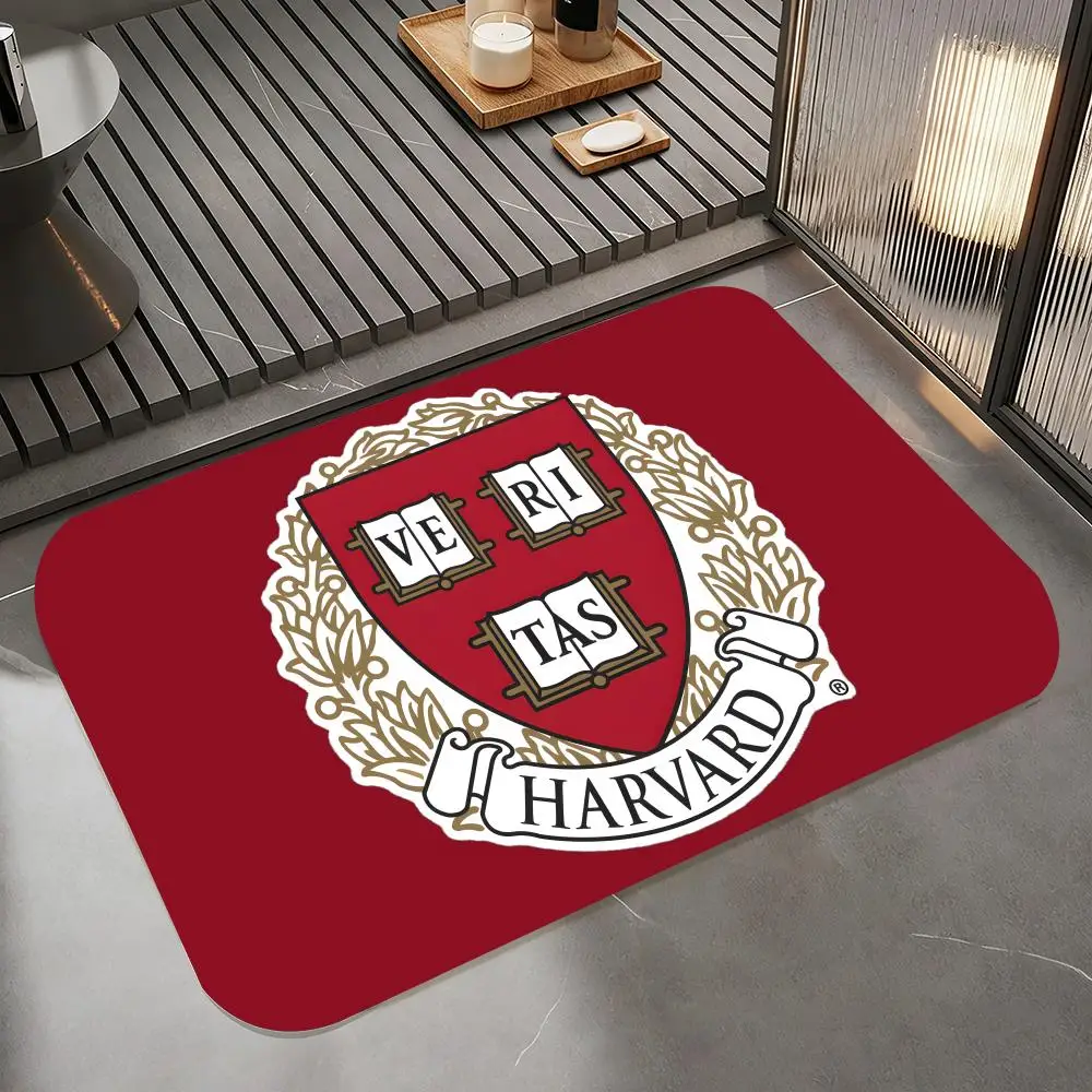 University H-Harvard University Floor Mat Diatomite Bath Mat, Quick Dry Absorbent Non-Slip Door Mat