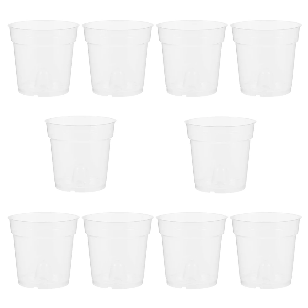 

10pcs Root Control Flower Pots Transparent Orchid Plant Pot PP Resin Indoor Garden Balcony Office Desktop Suitable