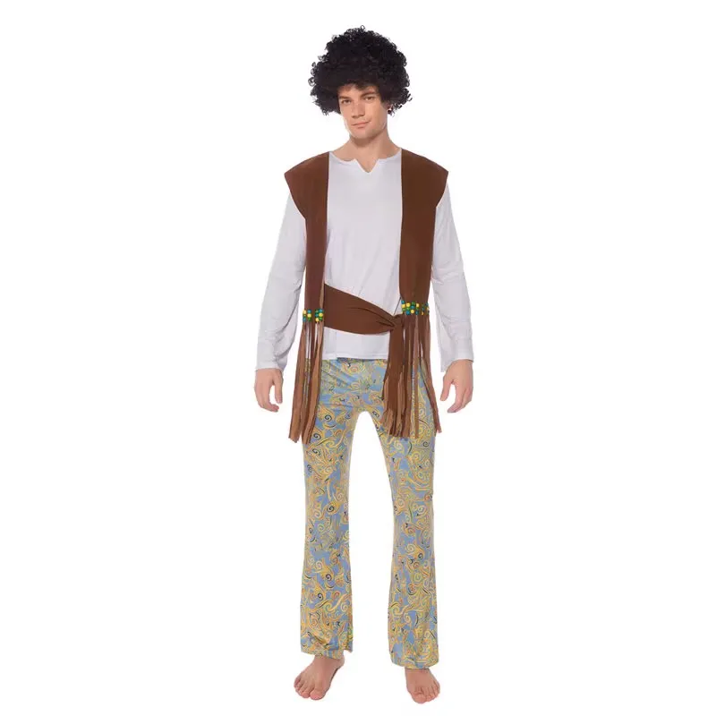 Disfraz de discoteca de Halloween de los años 70 Retro Bar Cos Hippie Ropa para el escenario Fibra de poliéster 00% Verano 2023 Faion Ladies'...