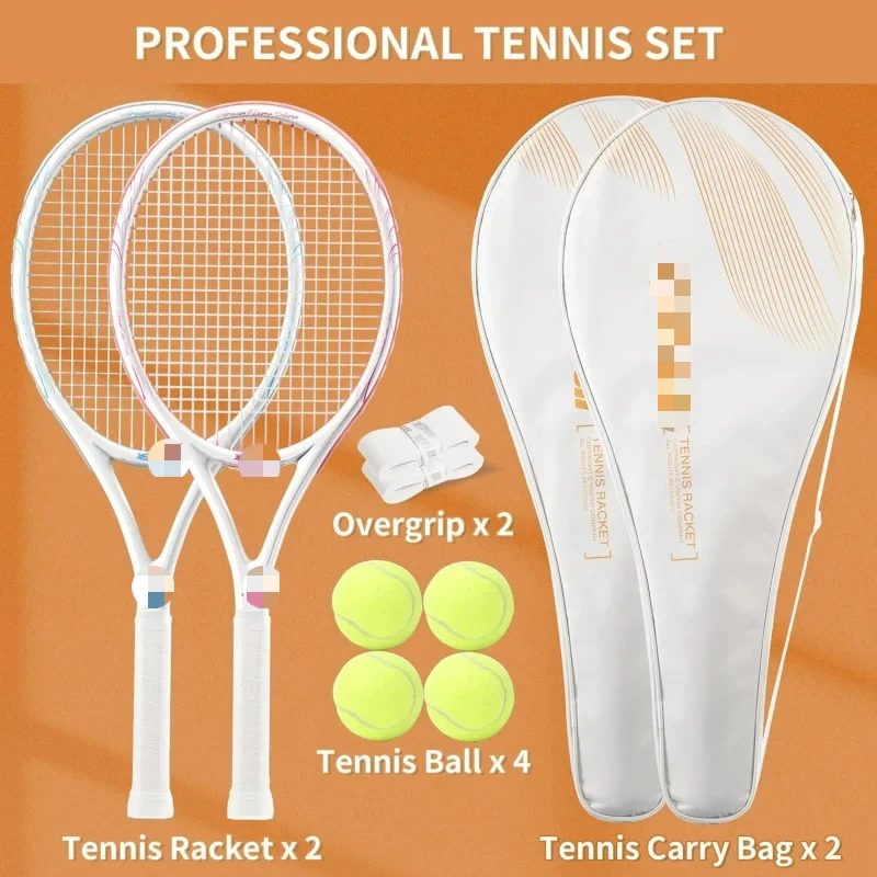 Tennis Racket-Super Value Set with Pre-Strung,Comfortable Handle,Beginner,Includes 4 Tennis Balls,2 Overgrips and 2 Tennis Bag