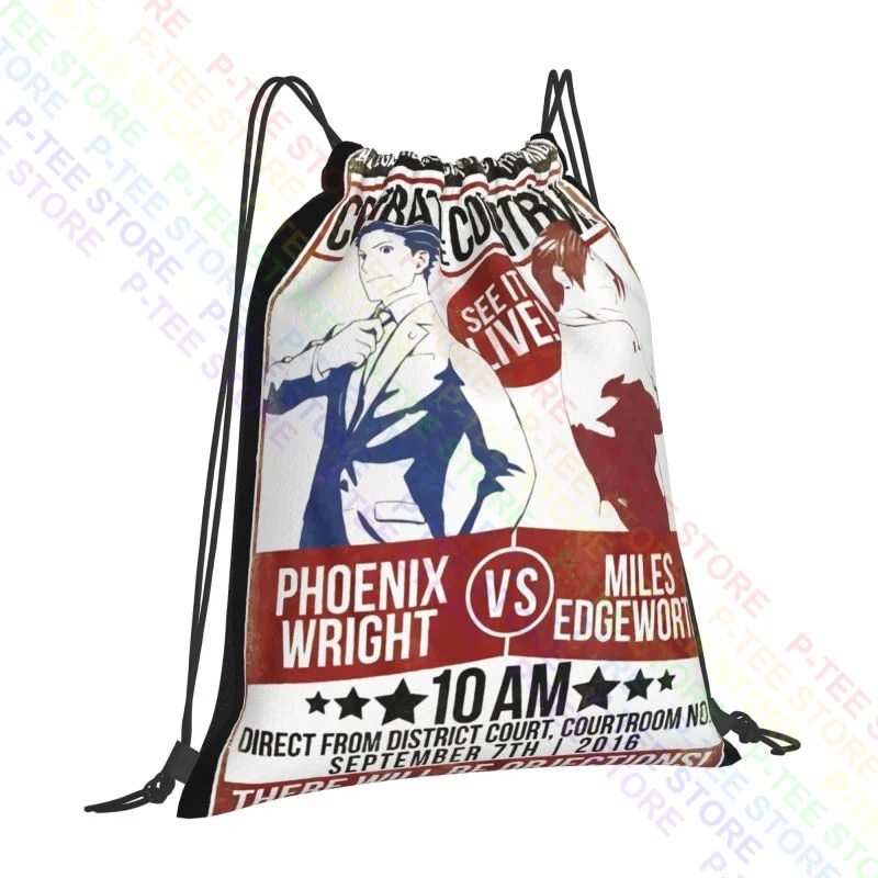 Ace Attorney Combat In The Courtroom Phoenix Wright Edgeworth Game Drawstring Bags Gym Bag Hot Personalised