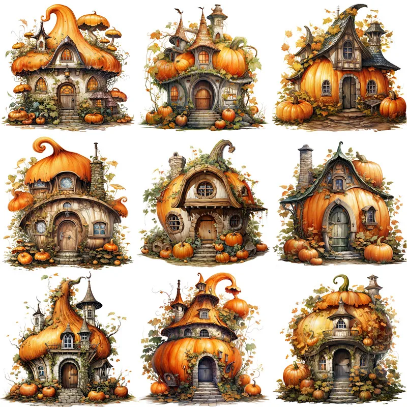 Halloween Pumpkin House Stickers Crafts And Scrapbooking stickers kids toys book Decorative sticker DIY Stationery