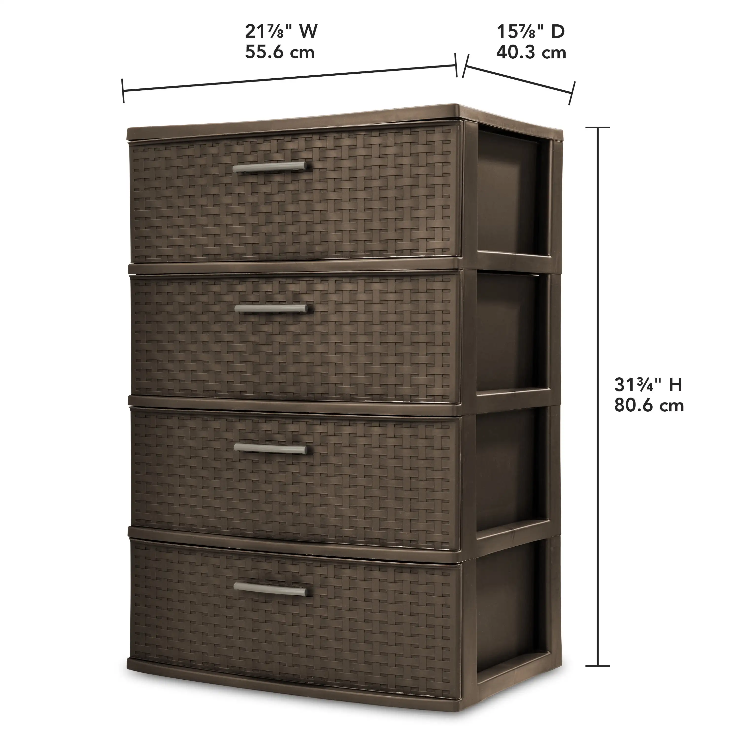 Sterilite 4 Drawer Wide Weave Tower Espresso,Easy to pull handles