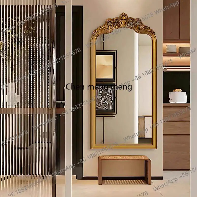 

Vintage full body, carved wall makeup mirror, wall-mounted toilet bathroom mirror