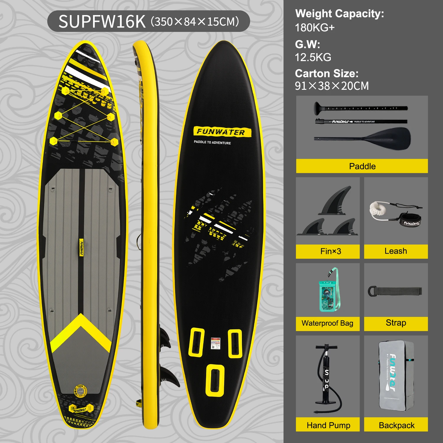 Funwater Inflatable Stand-Up Paddle Board 335cm/350cm Non-Slip SUP