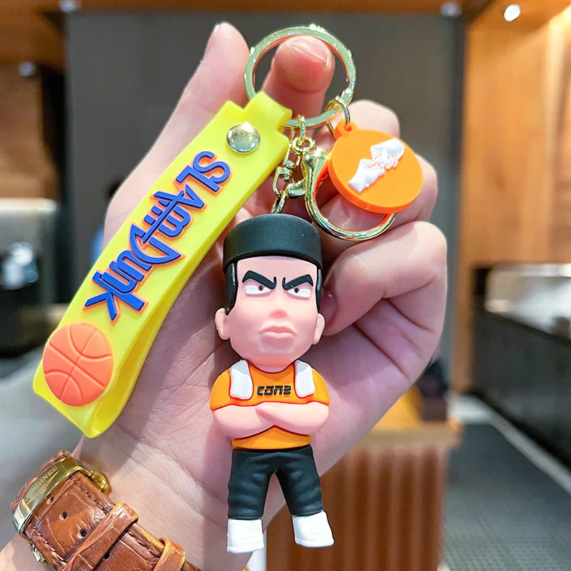 Anime SLAM DUNK Keychain Sakuragi Hanamichi Rukawa Kaede Hisashi Mitsui Action Figure Bag Pendant Car Key Chain Model Toys Gift