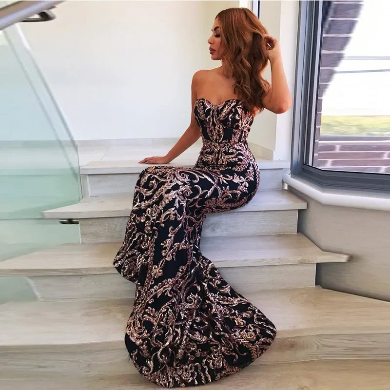 

2024 Amazon's New Sequin Floor Sweeping Dress with No Sleeves and Beads for Women Party Wedding Robe Argent