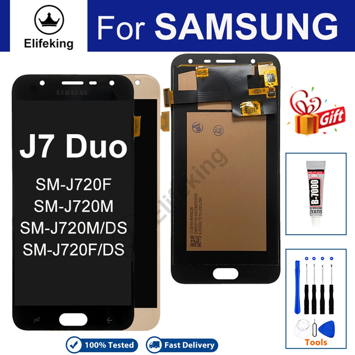 

5.5'' LCD For Samsung Galaxy J7 2017 J720 J720F LCD Display Screen J7 Duo Touch Digitizer Assembly Replacement 100% Tested