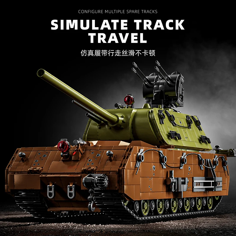 NEW German Panzer VIII Maus WW2 Heavy Tank Building Blocks MOC Kit 3D Model Military Collection Assemble Toy for Adults Kids
