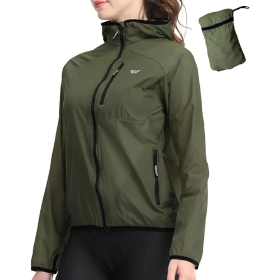 

Wulibike Windbreaker Jacket Women Lightweight Rain Jacket Packable Reflective Hooded For CyclingHiking Outdoor Sports