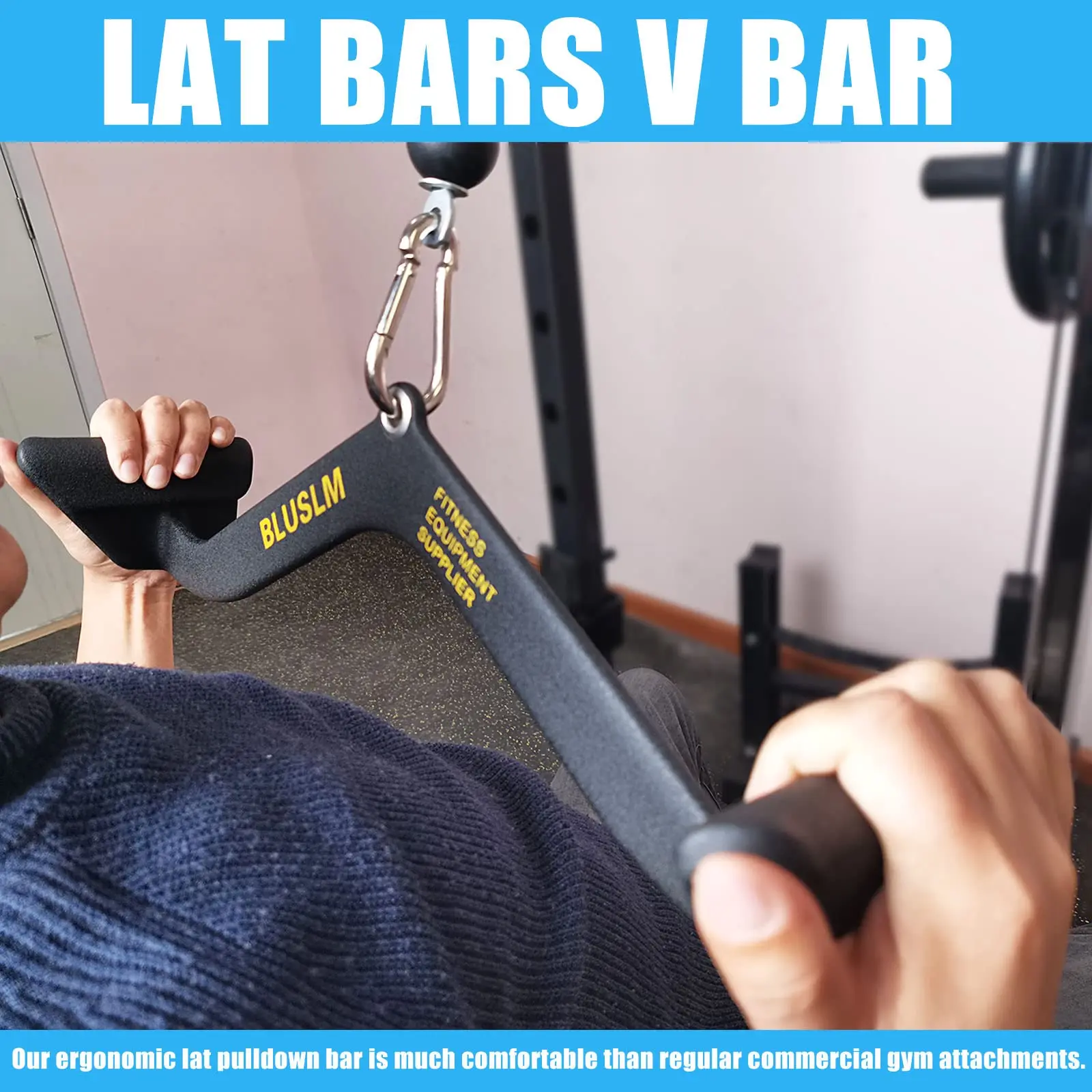 Gym Fitness Grip Home Workout Pull Back Handles For Lat Machine With Mid Row Seated Row Machine V-Grip Back Muscle Exercise Bars