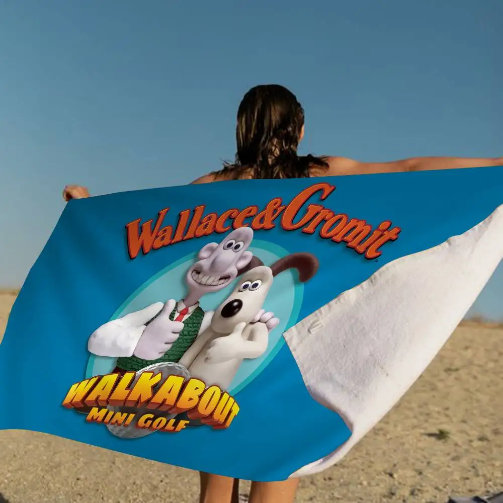 Cartoon W-Wallace And G-Gromit Beach Towel Bath Towels For Microfiber Quick Dry Custom Sand Free Beach Yoga Spa Gym Pool