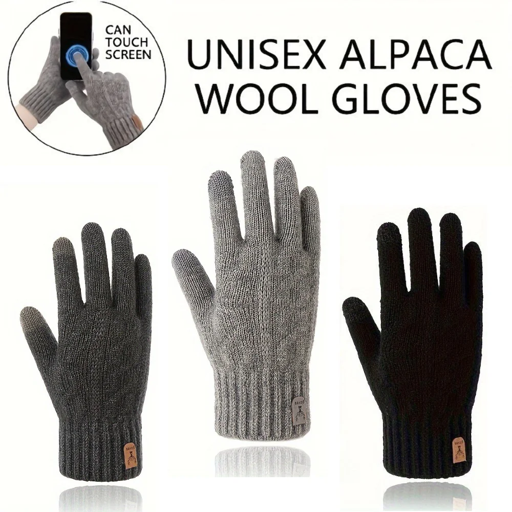 Elastische warme Winterhandschuhe, Touchscreen mit Fleece und verdickt, geeignet für Outdoor-Aktivitäten, Radfahren und Skifahren