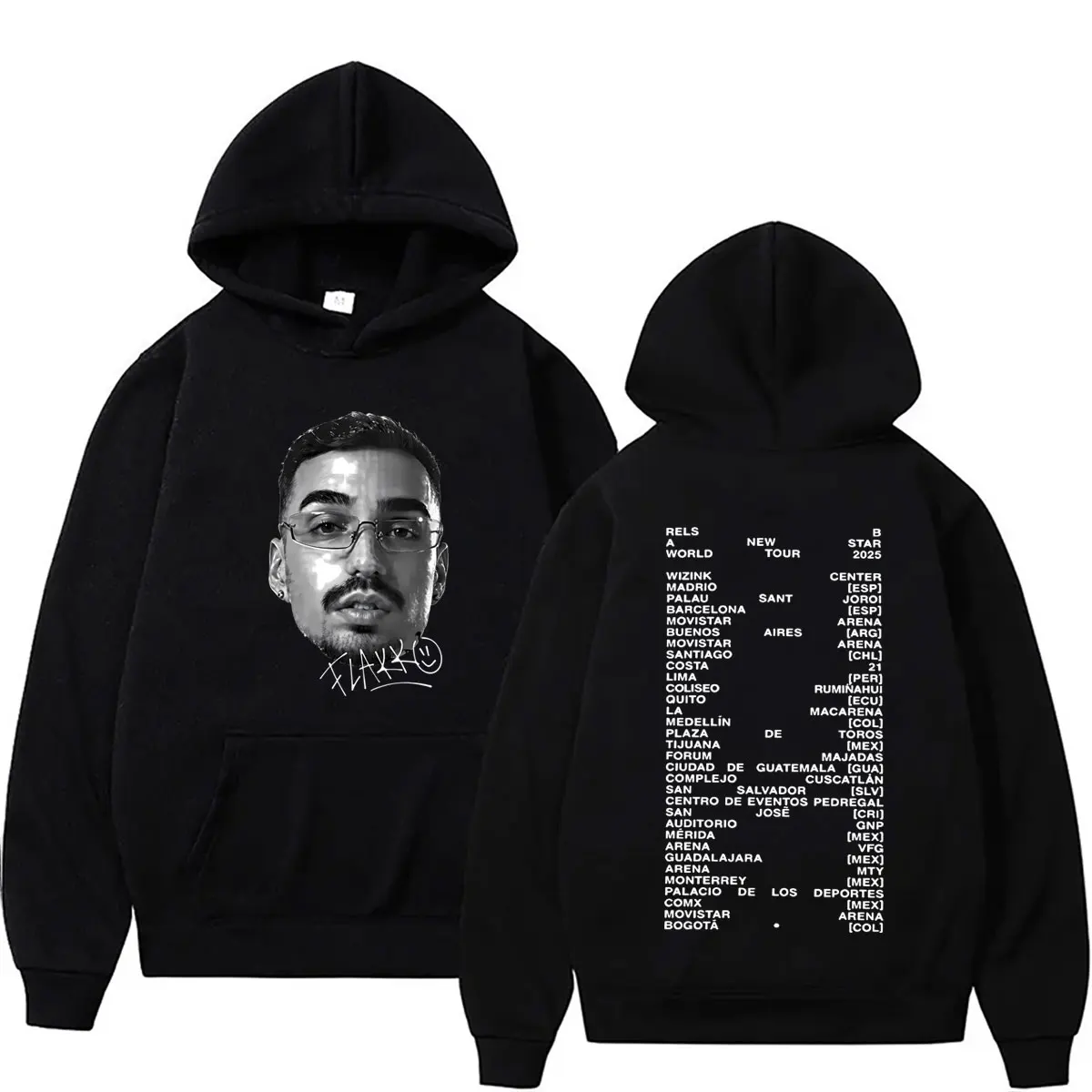 Sudadera con Capucha Rapper Rels B World Tour para Hombre y Mujer, Moda Hip Hop, Ropa Urbana, Sudadera Vintage Masculina, Sudadera Informal Unisex