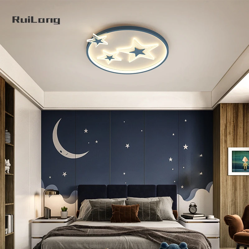 Estrelas LED Luzes de Teto para Decoração do Quarto Infantil, Lâmpada do Teto do Quarto, Regulável Dos Desenhos Animados, Lustre, Iluminação do Quarto Infantil