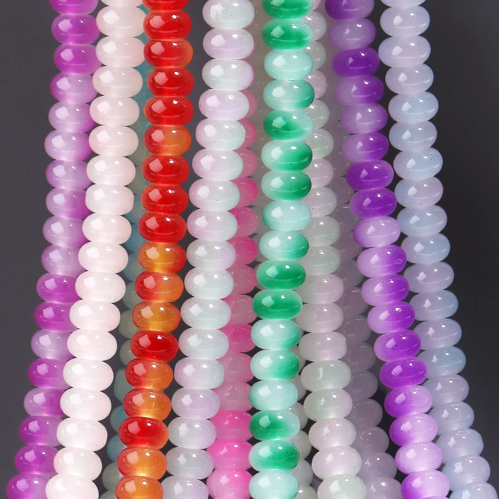 Apx 75pcs Two-color Jade Imitated Glass Bead Round Loose Spacer Abacus Beads for Jewelry Making Handmade DIY Bracelet Necklace
