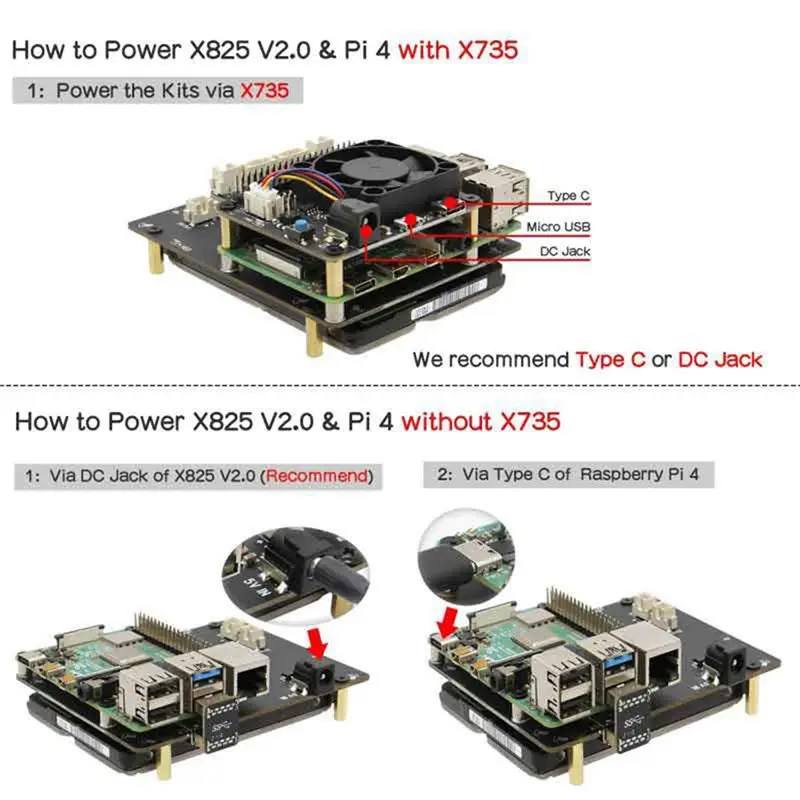 T35C X825 V2.0 Storage Expansion Board for 4B X825 NAS 2.5-Inch SATA Hard Disk SSD Drive Expansion Board