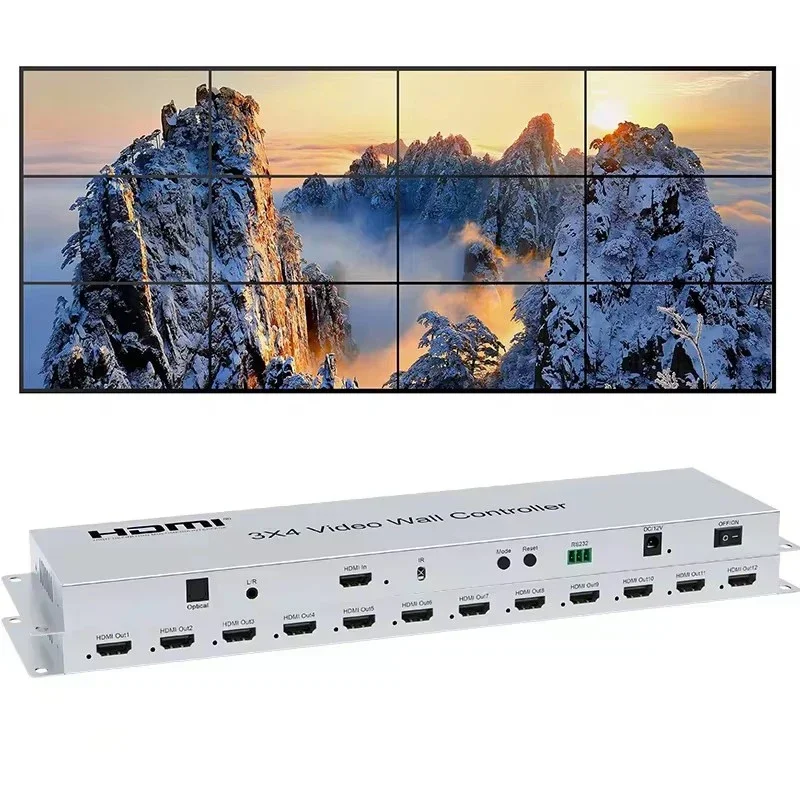 3x4 HDMI Video Wall Controller 2x2 2x3 2x4 3x3 3x4 2x5 2x6 1x3 1x4 1x5 3 4 6 8 9 12 Multi Monitor Splicing Processor TV Splicer