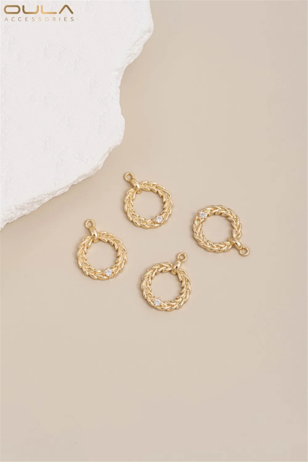 

1pcs 14K Gold-plated Zircon Wheat Ear Ring Pendant, Diy Handcrafted Necklace, Collarbone Chain, Earrings, Pendant Accessory