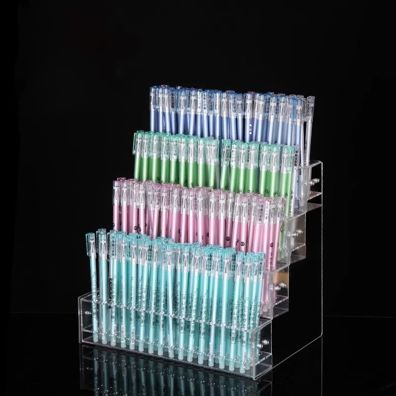 Makeup Paint Brush Organizer Rack Pen Display Stand,Multi-Level Plastic Organization Rack Pencil Holder,Clear Pen Display Holder