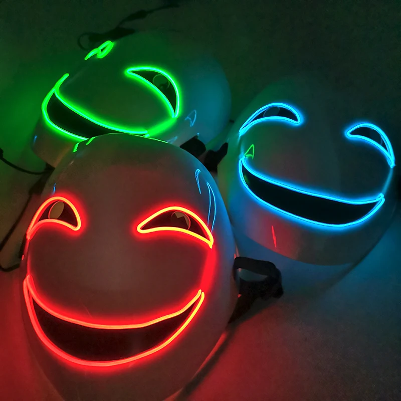 الرعب مضيئة العاطفية قناع LED توهج غاضب صرخة يبتسم أقنعة الوجه هالوين لوازم الحفلات أنيمي قناع تأثيري حلي الدعائم